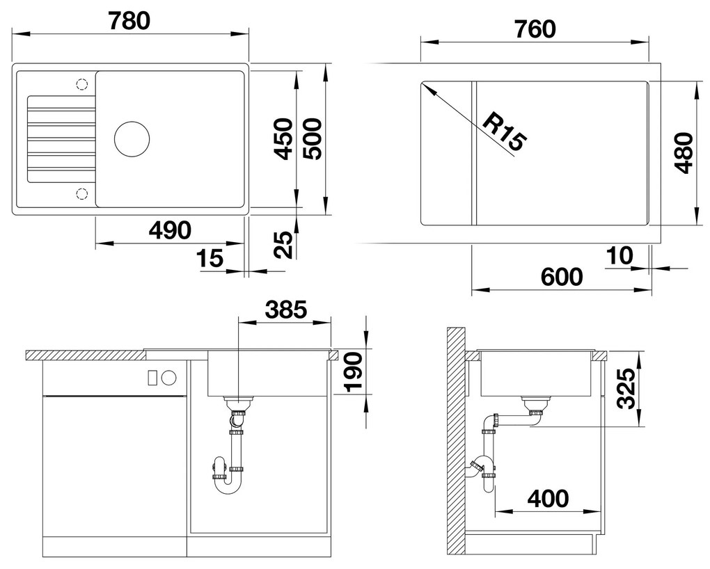 Blanco Zia XL 6 S Compact, silgranitový drez 780x500x190 mm, 1-komorový, biela soft, BLA-527214