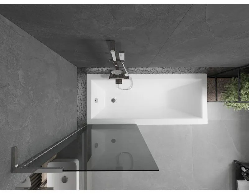 Mexen Next L, 1-krídlová vaňová zástena 70 x 150 cm, 6mm šedé sklo, chrómový profil, 895-070-000-03-40-01