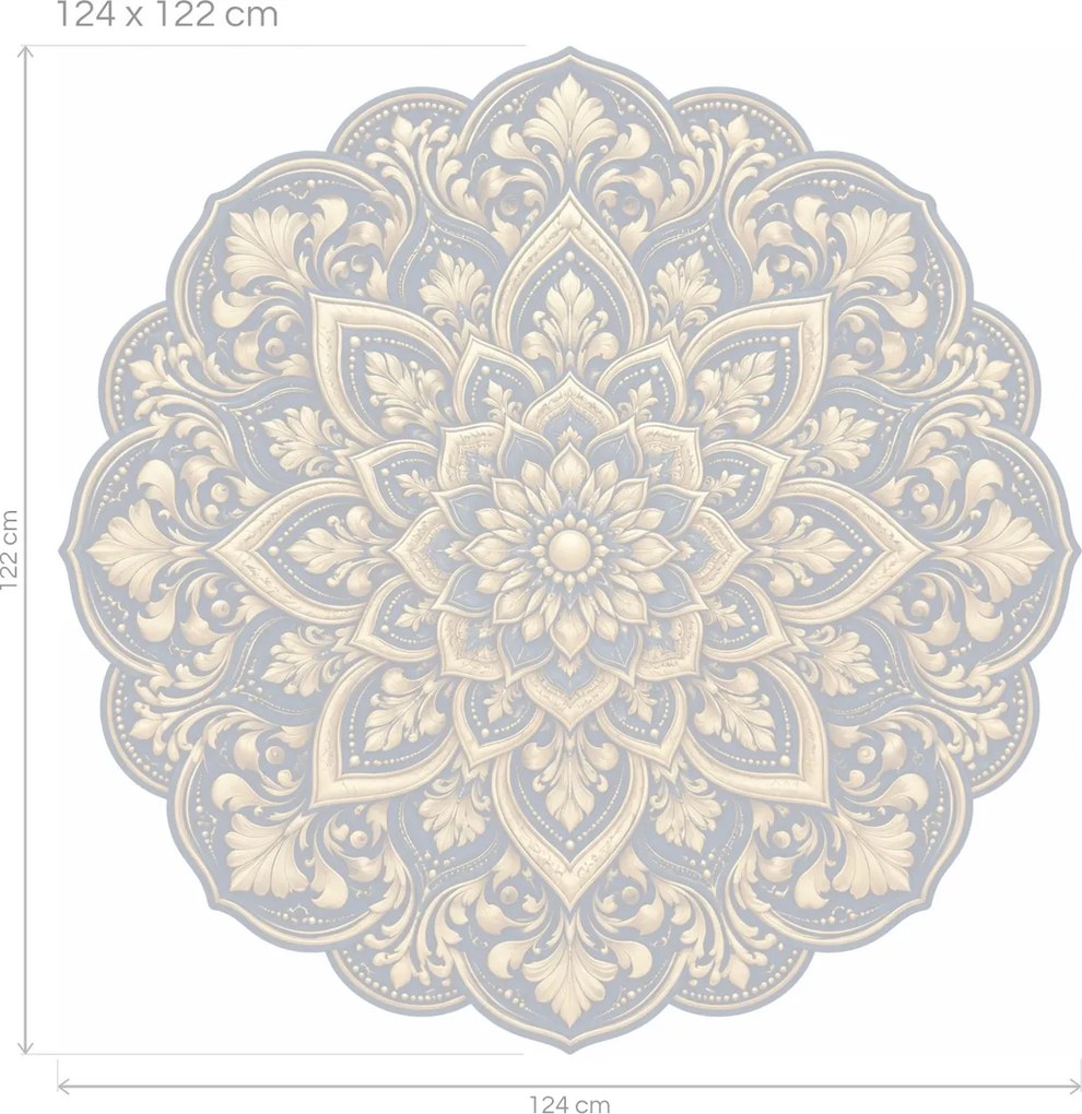 Kráľovská zlatomodrá mandala tmavomodrá textilná prelepiteľná nálepka na stenu hárok 46 x 45 cm
