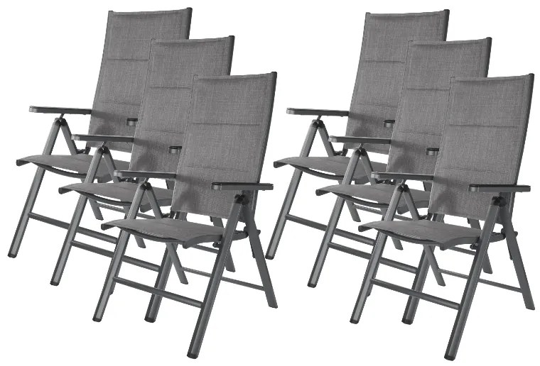 Livarno home Hliníkové kreslo Toronto s vysokým operadlom, antracitové, 6 kusov (800008985)