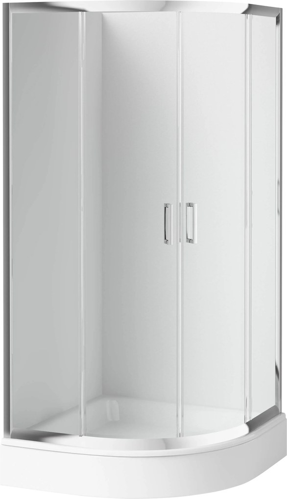 Deante Funkia, štvrťkruhový sprchový kút s posuvnými dverami 90x90 cm, výška 185cm, 5mm číre sklo, chrómový profil, KYP_051K