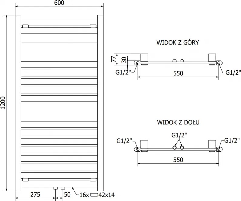 Mexen Uran, elektrické vykurovacie teleso 1200x600 mm + vykurovacia tyč 600 W, čierna, W105-1200-600-2600-70
