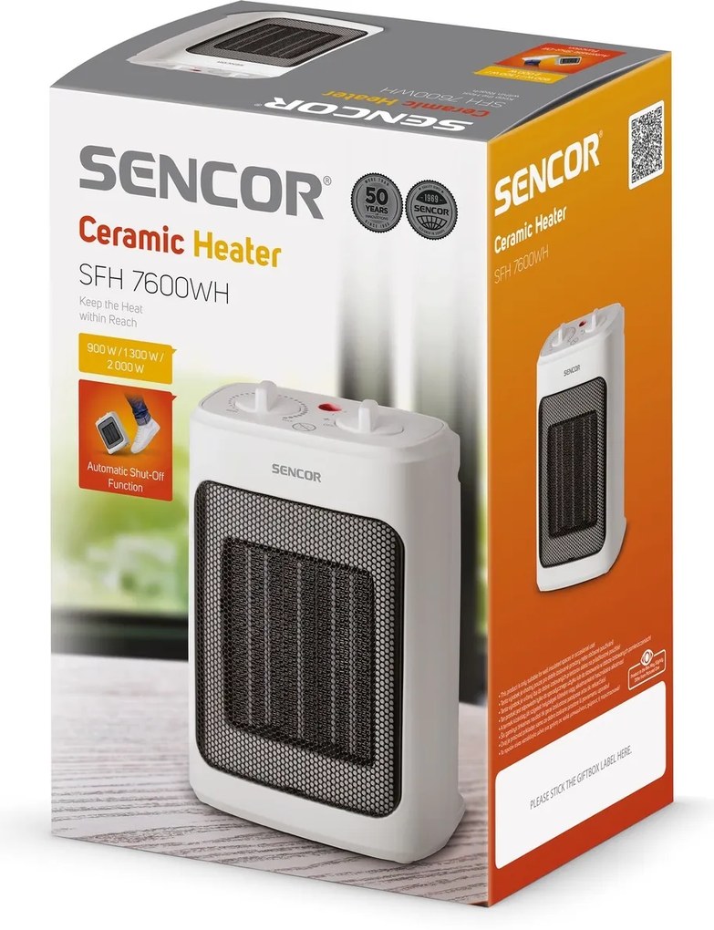 Sencor SFH 7600WH keramický ohrievač, biela