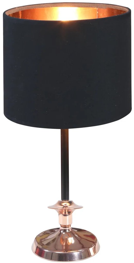 CLX Moderná stolná lampa RIOJA, 1xE14, 40W, čierna, medená