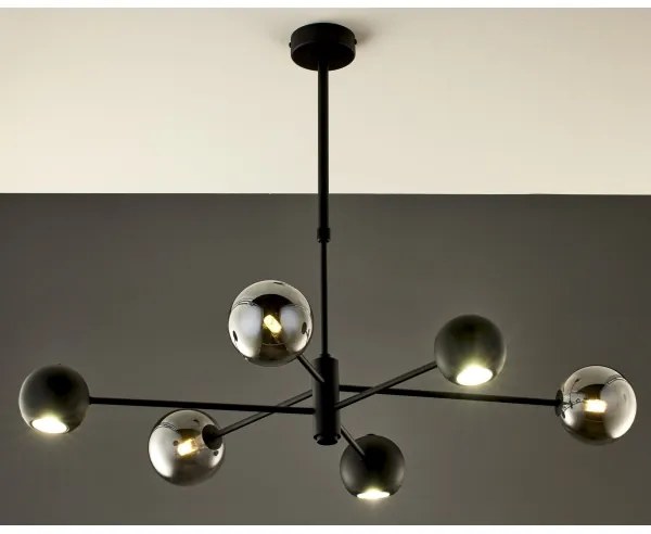 Jupiter 1974 - Luster na tyči MOKA 3xGU10/10W/230V + 3xG9/10W/230V čierna/chróm