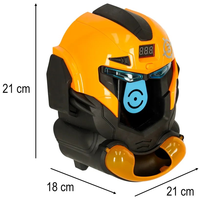 Zručnostná hra KIK Robot v helme – streľba na terč s pištoľou a 12 penovými guľôčkami, LCD displej