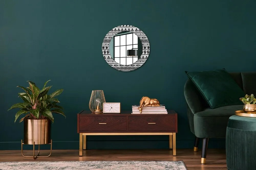 Boho minimalista Okrúhle dekoračné zrkadlo na stenu