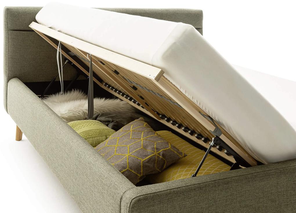Dvojlôžková posteľ anika s úložným priestorom 140 x 200 cm zelená MUZZA