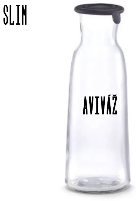 Sklenená fľaša na mlieko / olej / aviváž s čiernym silikónovým viečkom, 1 l