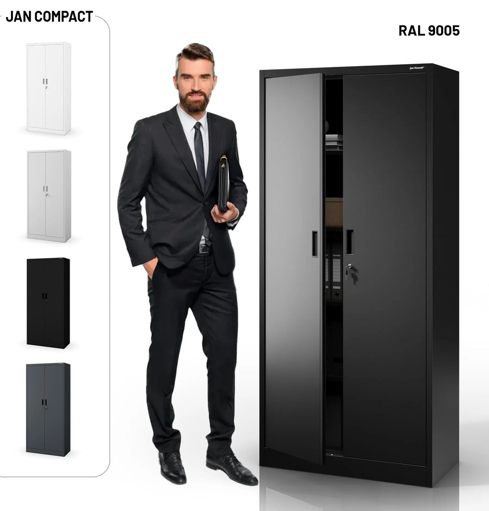 Čierna kovová skriňa JAN Compact 1750 x 800 x 400 mm