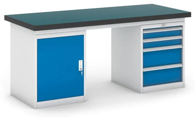 Pracovný stôl do dielne GB so skrinkou a zásuvkovým boxom na náradie, 1800 mm