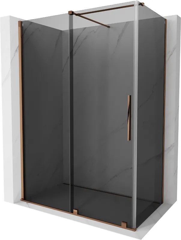 Mexen Velar, sprchový kút s posuvnými dverami 150 x 70 cm, 8mm šedé sklo, ružové zlato, 871-150-070-41-60