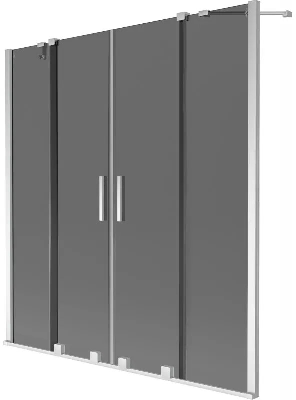 Mexen Velar Duo, 2-krídlová posuvná vaňová zástena 150 x 150 cm, 8mm šedé sklo, chrómová, 896-150-000-42-01
