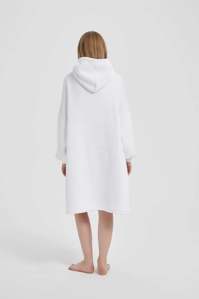 Deka s rukávmi HOODIE biela