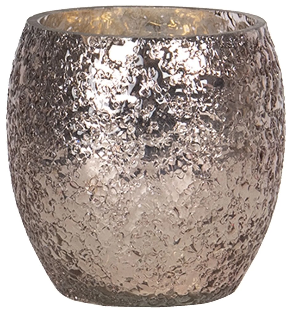 Ružovo - zlatý sklenený svietnik - Ø11 * 10 cm