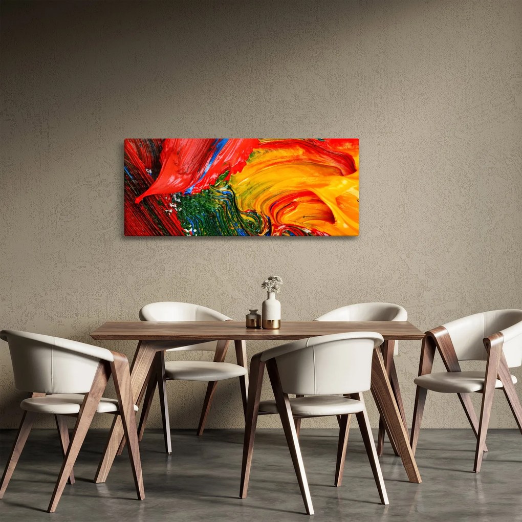 Obraz - Modrenie abstrakcie štetcom (120x50 cm)
