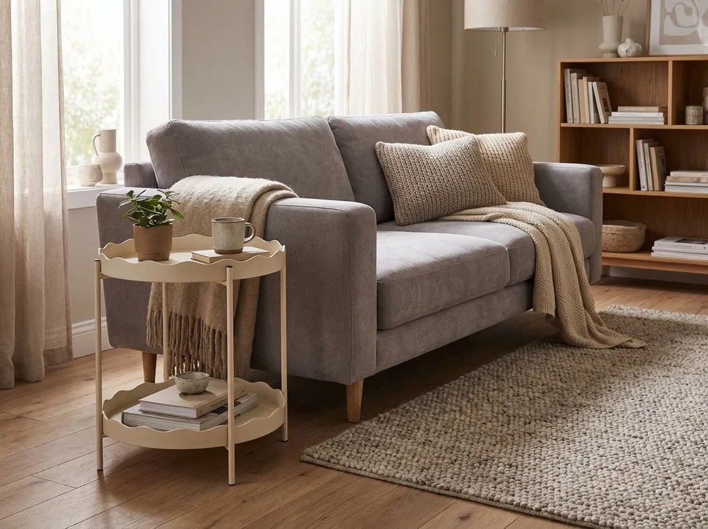 Odkladací stolík RAVELO Ø 40,5 cm, béžový