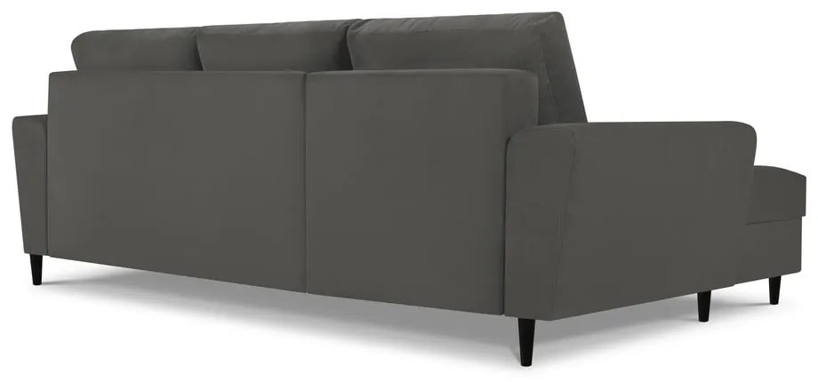 Tmavosivá menčestrová rozkladacia rohová pohovka Micadoni Home Moghan, ľavý roh