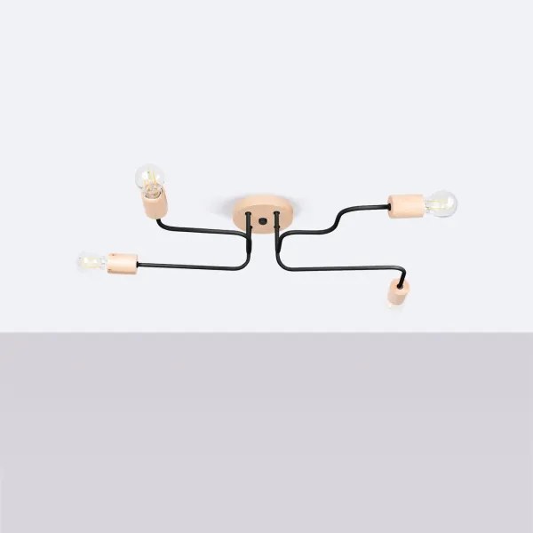 Sollux SL.1669 - Prisadený luster TIMBO 4xE27/15W/230V čierna/béžová/buk