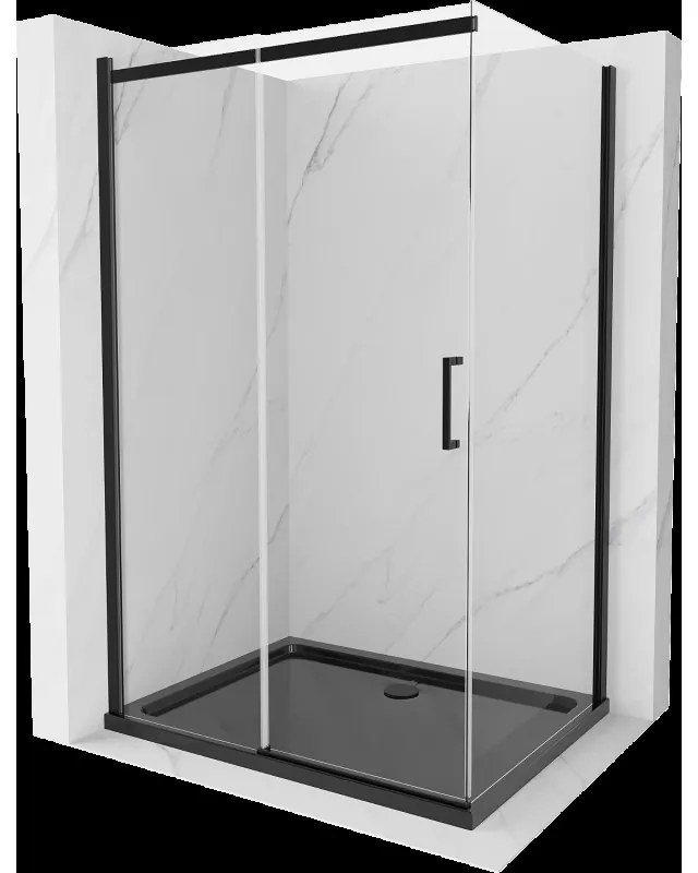 Mexen Omega sprchová kabína, posuvné dvere 120 x 90 cm, transparentnéné, čierna + závesný bidet Flat, čierna