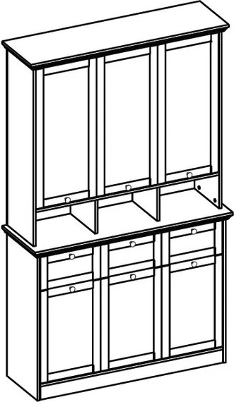 Široká úložná vitrína Landwood, biela