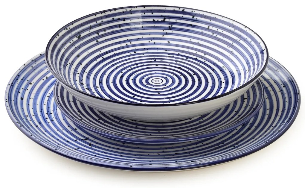 Porcelánová jedálenská súprava Stripes Blue sada 18ks