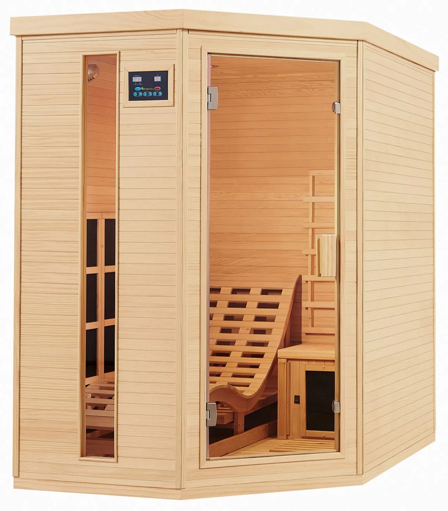 Juskys Infračervená sauna/ tepelná kabína Kolding s vykurovacím systémom Triplex a drevom Hemlock