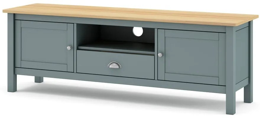 TV stolík sivozelený z borovicového dreva 158x53x40 cm Misti – Marckeric