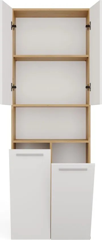 Koupelnová skříňka s 2 koši na prádlo NEL 2K DK bílá/dub Artisan