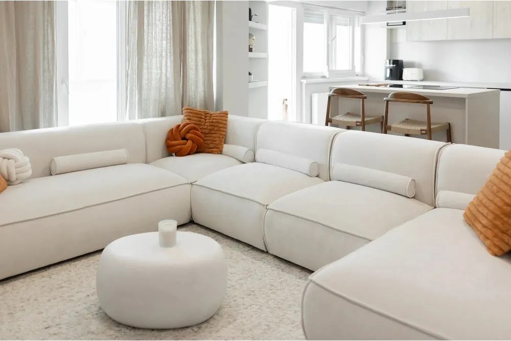 Krémovobiela rohová pohovka (pravý roh/do tvaru "U") Flex Felix – Miuform