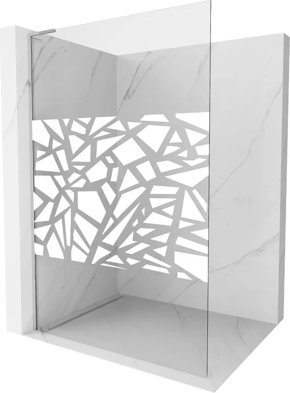 Mexen Kioto L, sprchová zástena Walk-In 120 x 200 cm, 8mm číre sklo biely vzor, chrómový profil, 800-120-103-01-85