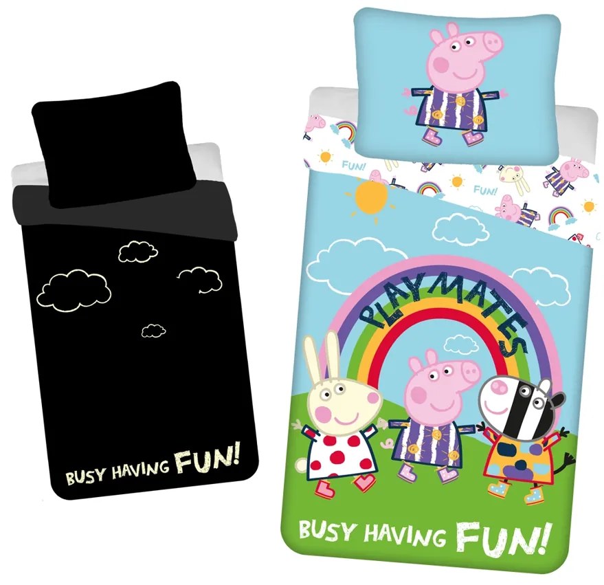 Svietiace bavlnené obliečky PEPPA PIG farebné Rozmer obliečky: 70 x 90 cm | 140 x 200 cm