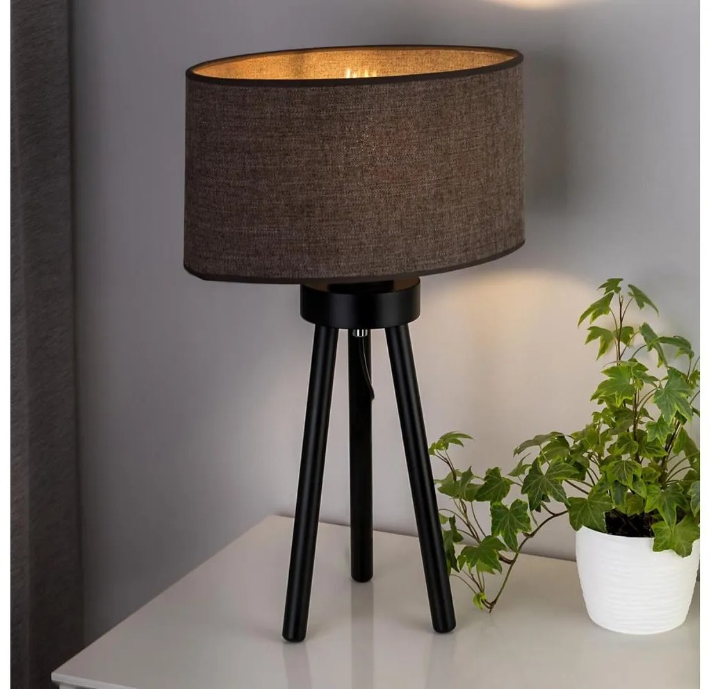 Duolla - Stolná lampa OVAL 1xE27/15W/230V pr. 30 cm hnedá DU603522