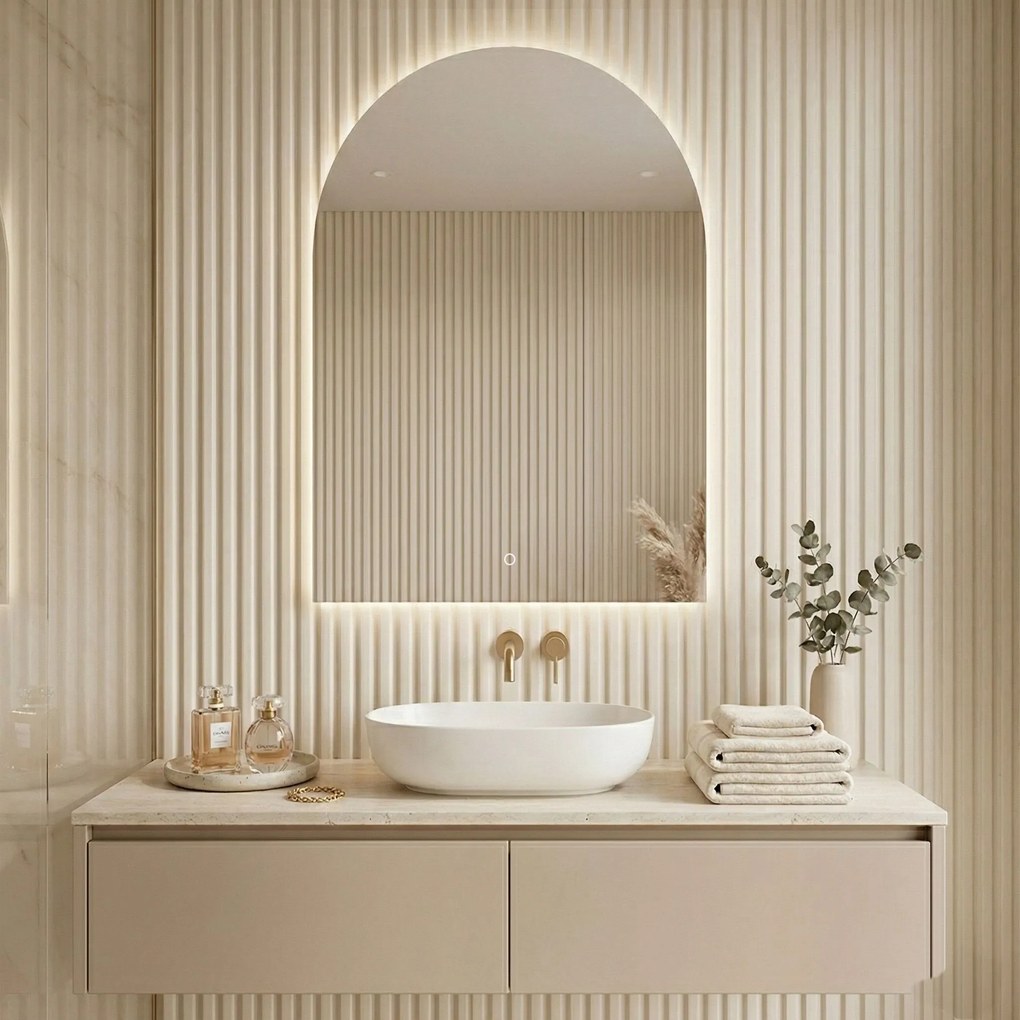 Rea TOP, LED zrkadlo s oblúkovým horným zaoblením, 90x60cm , HOM-01520