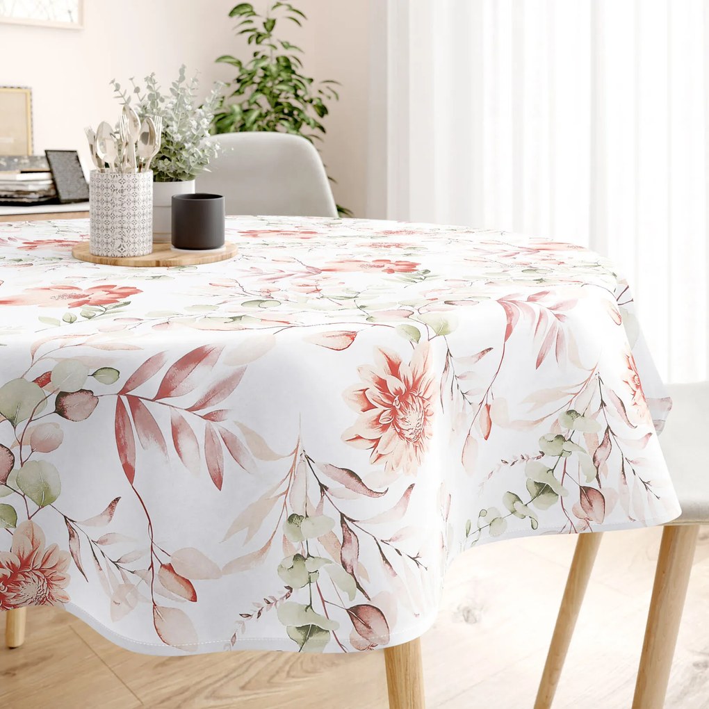 Goldea okrúhly obrus 100% bavlnené plátno deluxe - akvarelové kvety Ø 150 cm