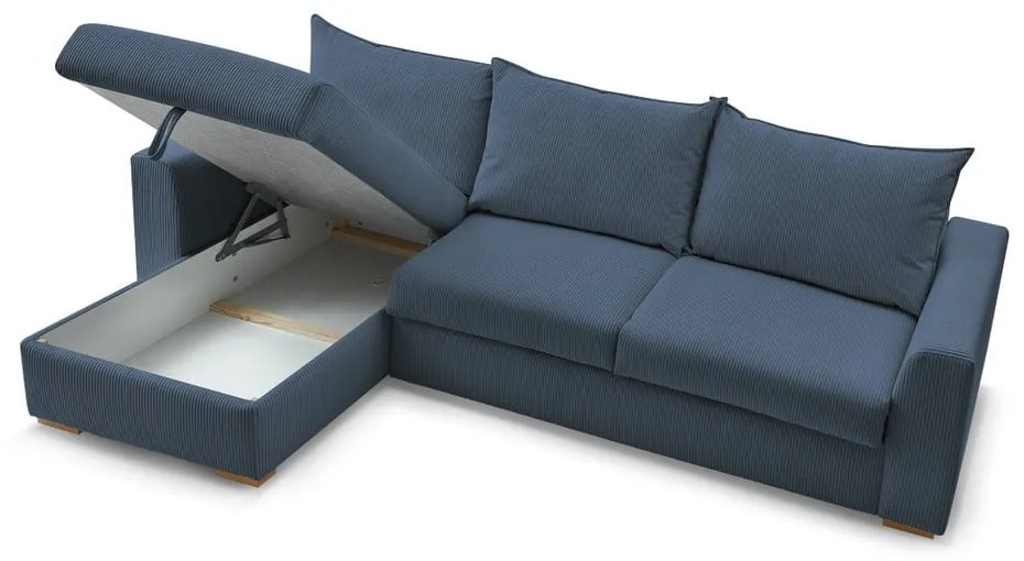 Tmavomodrá menčestrová rozkladacia rohová pohovka (variabilná) Augustin – Bobochic Paris