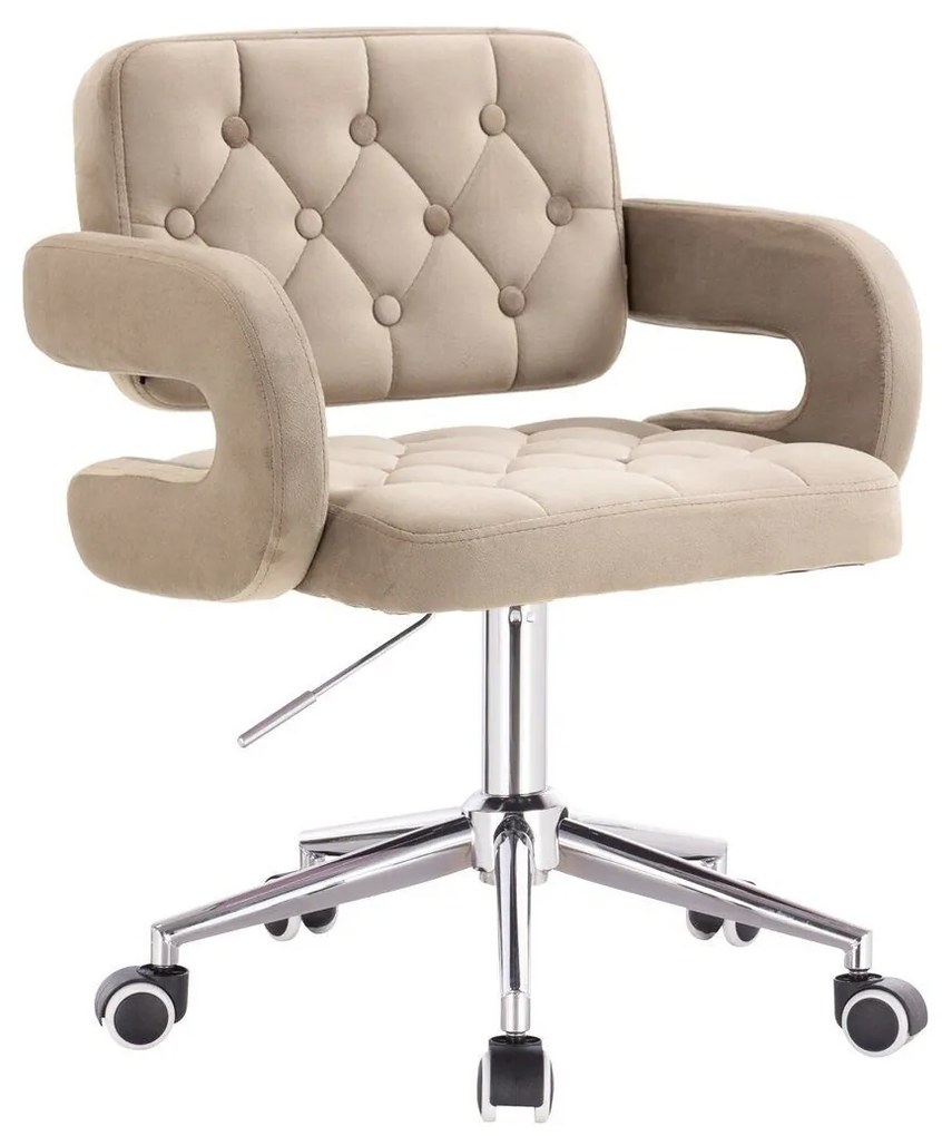 LuxuryForm DESIGN Stolička ADRIA VELUR na striebornej podstave s kolieskami - latte