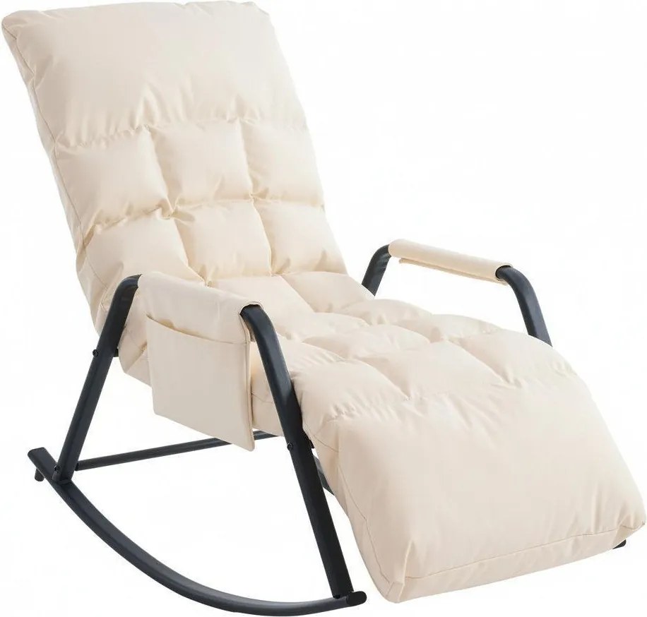 Hojdacie kreslo s 5-stupňovým nastavením, polstrovaná, biela