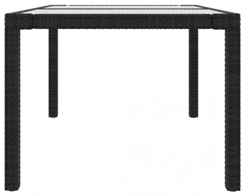 vidaXL Záhradný stôl 150x90x75 cm tvrdené sklo a polyratan čierny-