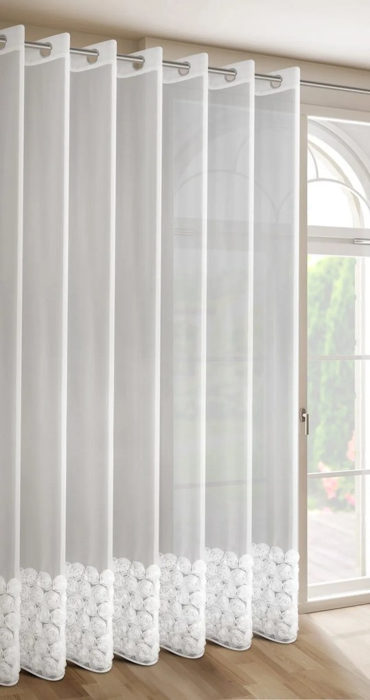 ZÁCLONA NA KRÚŽKOCH EVA MINGE ROSES3 350X250 CM BIELA