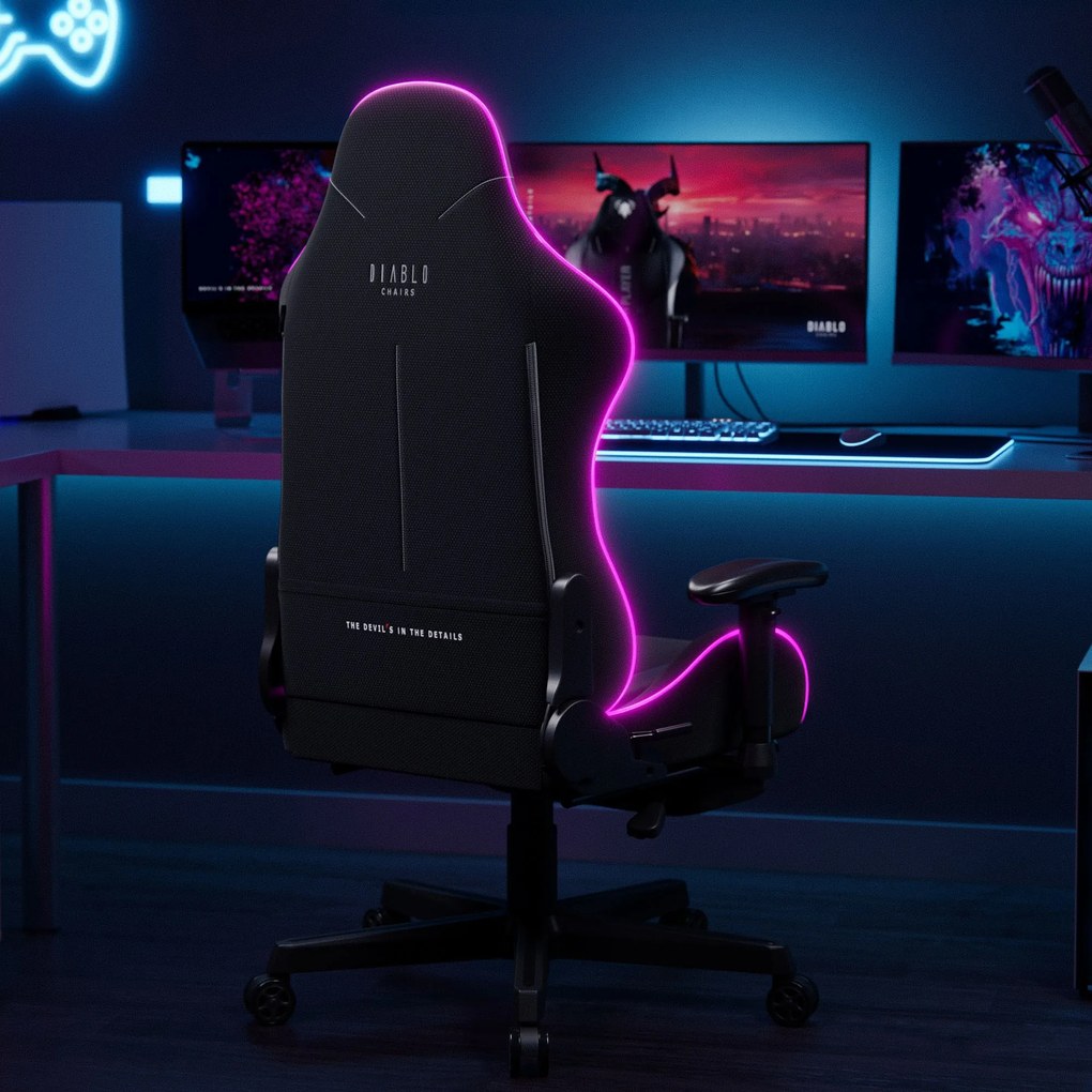 Čierne herné kreslo s LED RGB osvetlením: Diablo X-Starter