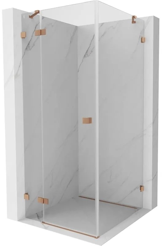 Mexen Lunar, 1-krídlový sprchový kút, ľavý, 80 x 80 cm, 8mm číre sklo, medený profil, 834-080-080-65-00-L