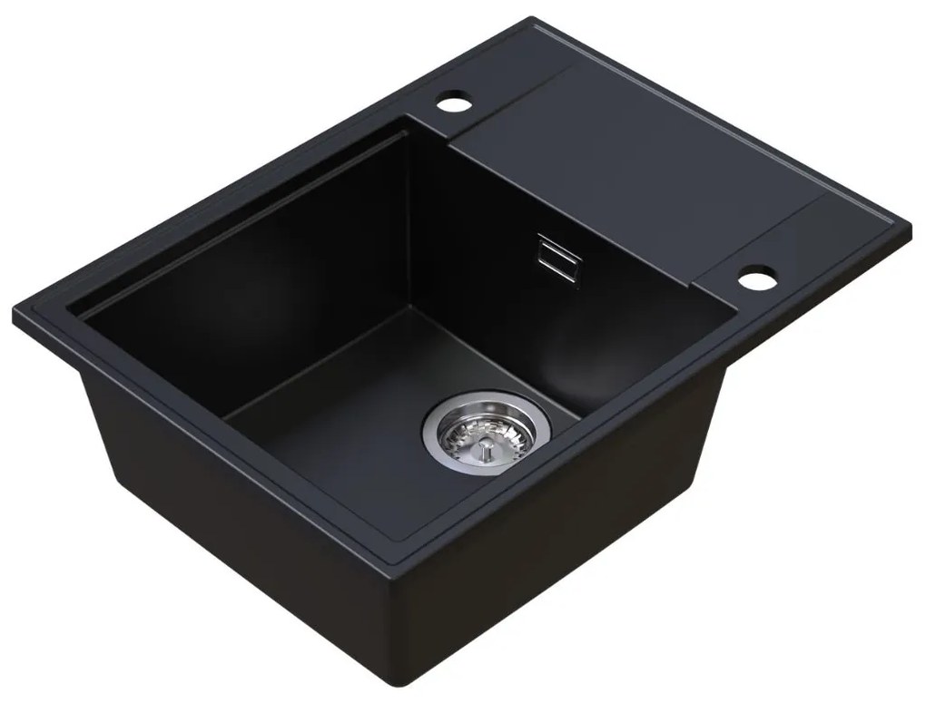 Sink Quality Sink55, kuchynský granitový drez 620x460x215 mm, čierna, SKQ-SINK.C.1KKO