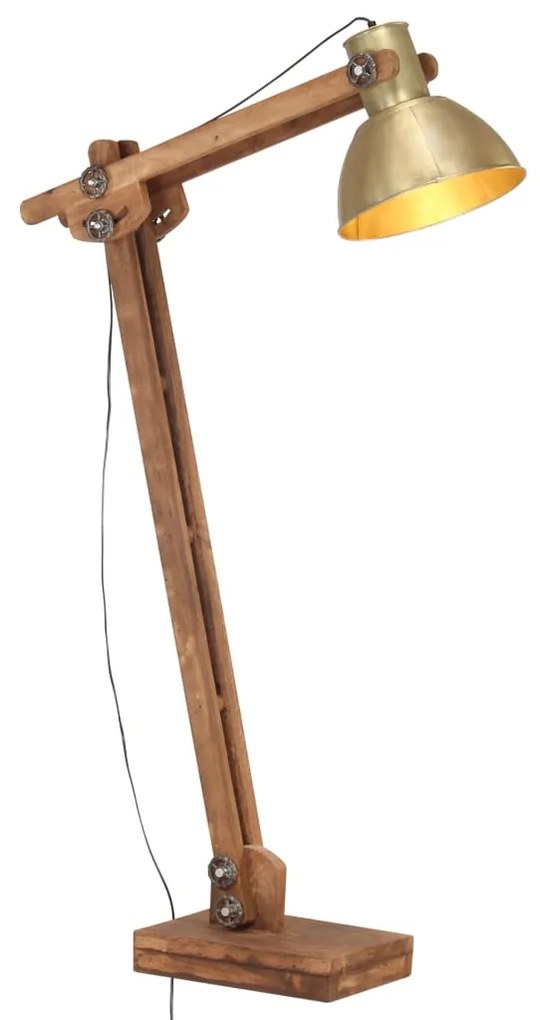 vidaXL Stojanová lampa mosadzná masívne mangovníkové drevo E27