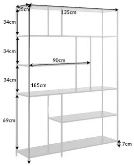 Knižnica/Regál 42025 135cm Slim Line Čierny jaseň  - Komfort-nábytok