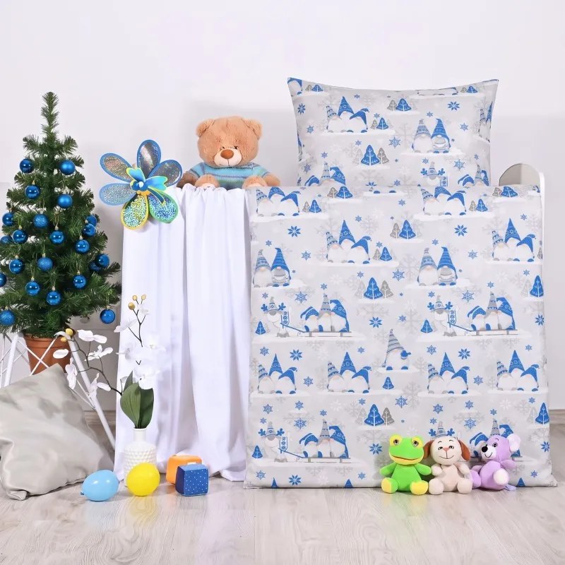 Vianočné obliečky Buddy modré EMI, Detský set 90x130 + 45x65