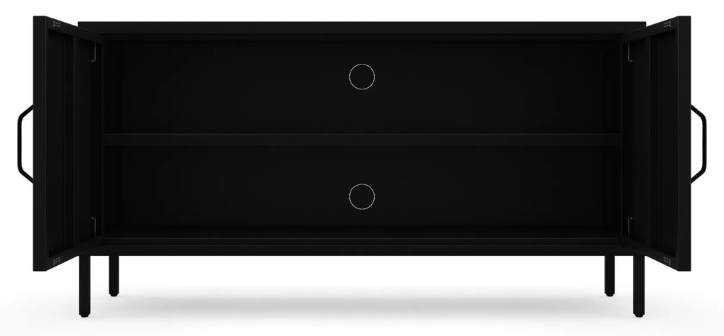 TV skrinka kovová na nožičkách čierna, 1150x595x400 mm: ROSA Modern