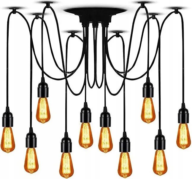 Toolight - Stropná lampa Spider 10xE27, čierna, OSW-00019
