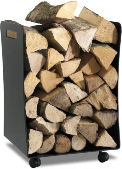 Stojan na drevo Lienbacher - čierný s kolieskami
