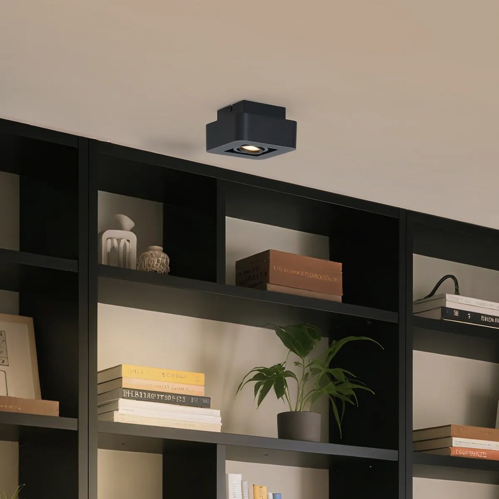 Zaoblené prisadené bodové svietidlo čierne otočné a naklápacie - Dox